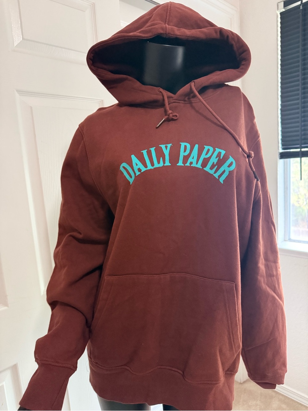 Daily Paper Brown Crewneck Hoodie with Turquoise Logo